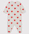 Tutina a cuori rossi bebé femmina in molleton bianco MARSHMALLOW/rosso TERKUIT