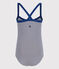 Costume intero a righe bambina blu MEDIEVAL/bianco MARSHMALLOW