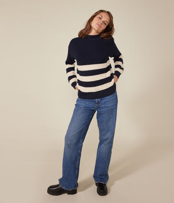Maglione in cotone donna blu SMOKING/ AVALANCHE