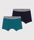 Set di 2 boxer in cotone ed elastan tinta unita bambino